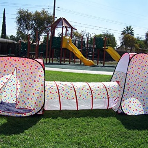 Petra Boys and Girls Polka Dot Tunnel Play Tent. Indoor, Outdoor, ...