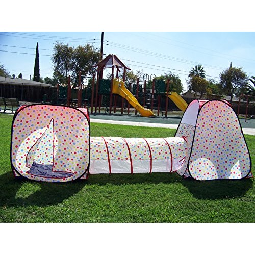 Petra Boys and Girls Polka Dot Tunnel Play Tent. Indoor, Outdoor, ...