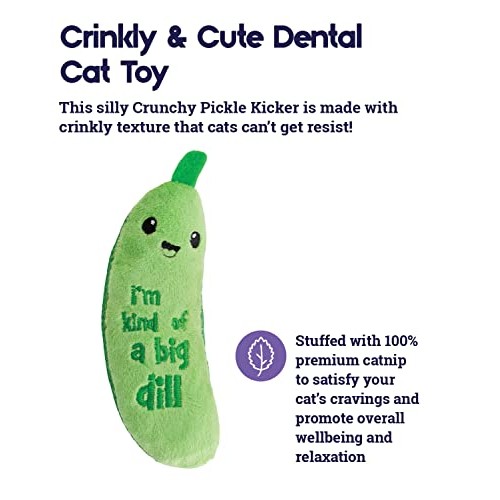 Petstages Crunchy Pickle Kicker Dental Catnip Cat Toy