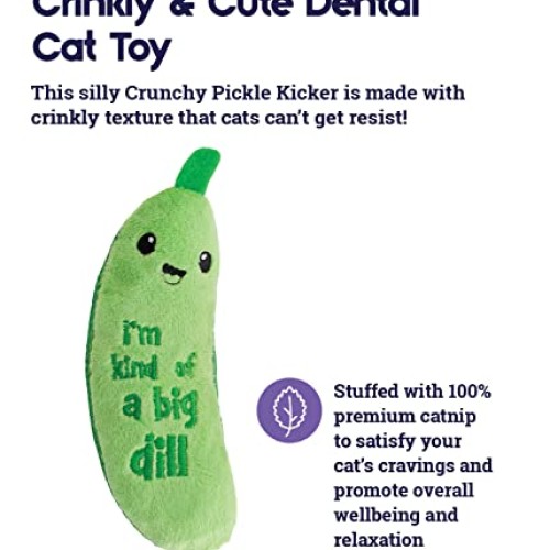 Petstages Crunchy Pickle Kicker Dental Catnip Cat Toy