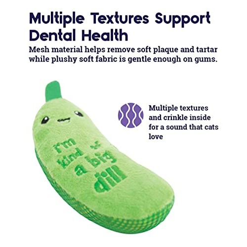 Petstages Crunchy Pickle Kicker Dental Catnip Cat Toy