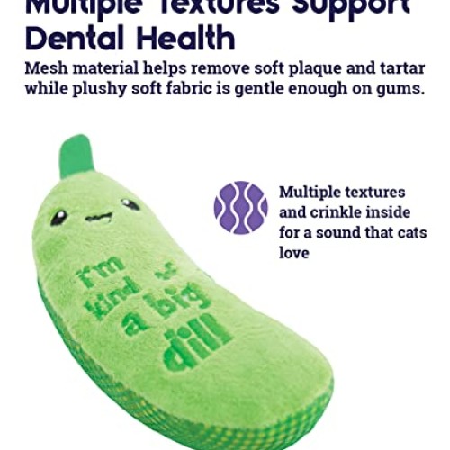 Petstages Crunchy Pickle Kicker Dental Catnip Cat Toy