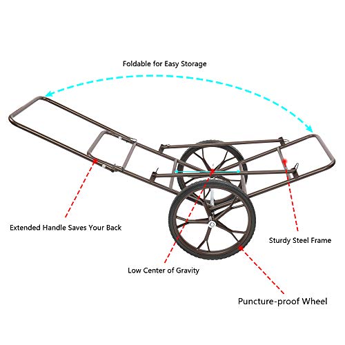 PEXMOR Folding Deer Cart, 500lbs. Capacity Game Hauler Utility, Ge...