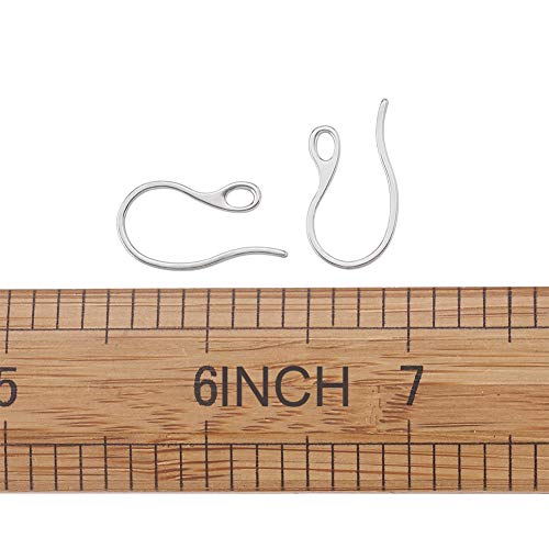Pandahall 100pcs 304 Stainless Steel Earring Hooks 21.5x11x1mm wit...