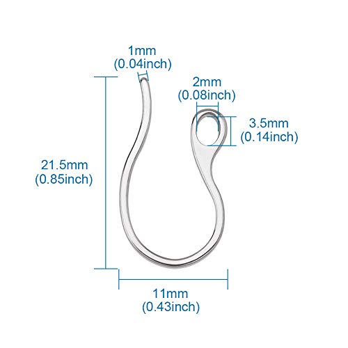 Pandahall 100pcs 304 Stainless Steel Earring Hooks 21.5x11x1mm wit...