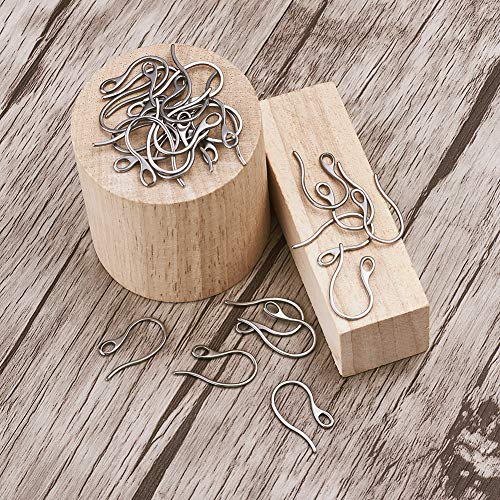Pandahall 100pcs 304 Stainless Steel Earring Hooks 21.5x11x1mm wit...