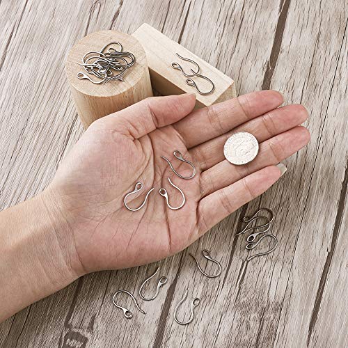 Pandahall 100pcs 304 Stainless Steel Earring Hooks 21.5x11x1mm wit...