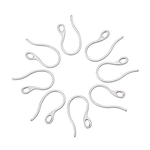 Pandahall 100pcs 304 Stainless Steel Earring Hooks 21.5x11x1mm wit...