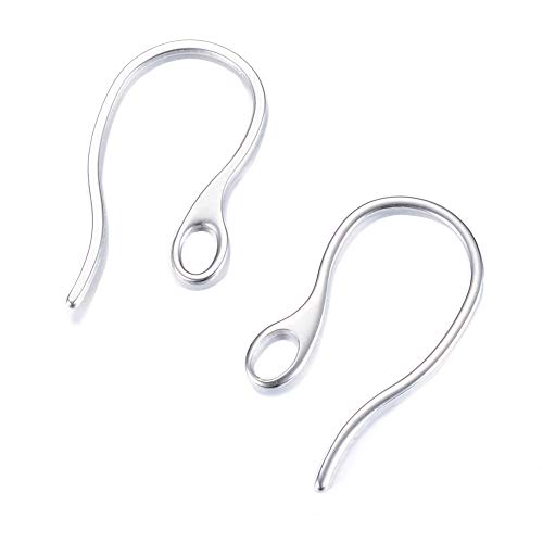 Pandahall 100pcs 304 Stainless Steel Earring Hooks 21.5x11x1mm wit...