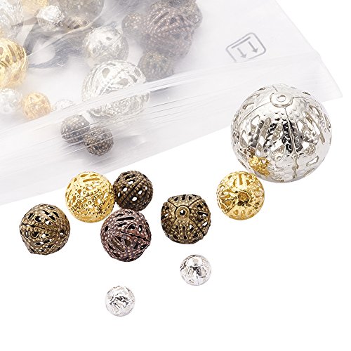 Pandahall 100pcs Mixed Style Iron Filigree Beads Round Loose Space...
