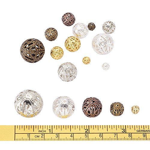 Pandahall 100pcs Mixed Style Iron Filigree Beads Round Loose Space...