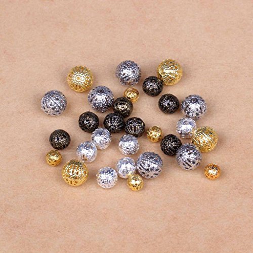 Pandahall 100pcs Mixed Style Iron Filigree Beads Round Loose Space...
