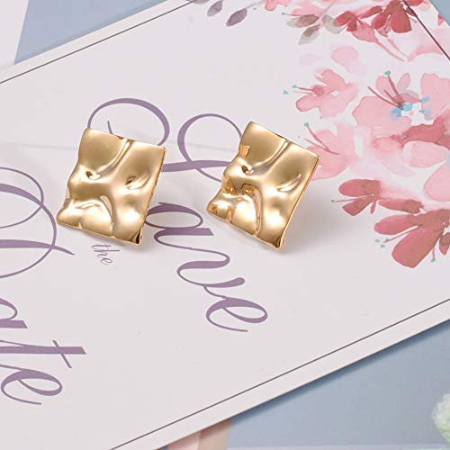 Pandahall 10pcs 25x25mm Rhombus Brass Post Stud Earrings Real Gold...
