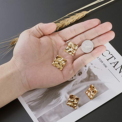Pandahall 10pcs 25x25mm Rhombus Brass Post Stud Earrings Real Gold...