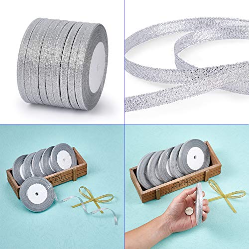 Pandahall 10Rolls/250yards/228meters 1/4 Wide Sparkle Organza Rib...