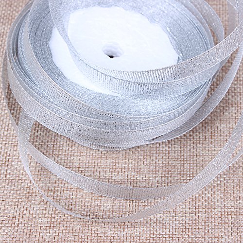 Pandahall 10Rolls/250yards/228meters 1/4 Wide Sparkle Organza Rib...