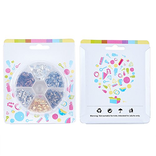 Pandahall 1380pcs/box 6 Color Iron Fold Over Crimp Cord Ends Termi...