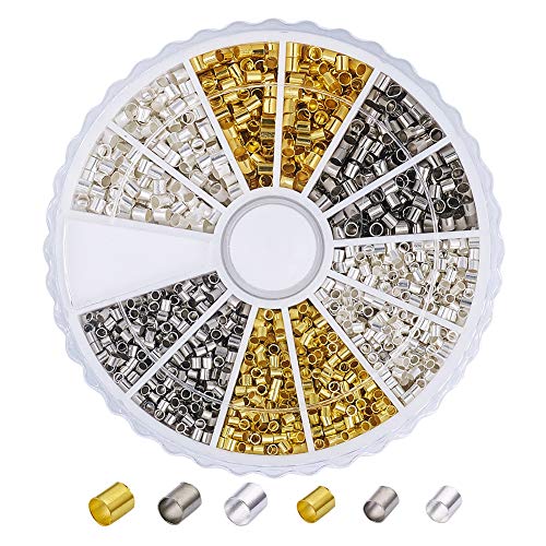 Pandahall 1Box/2340pcs 3 Colors Brass Tube Crimp Beads Tube Covers...