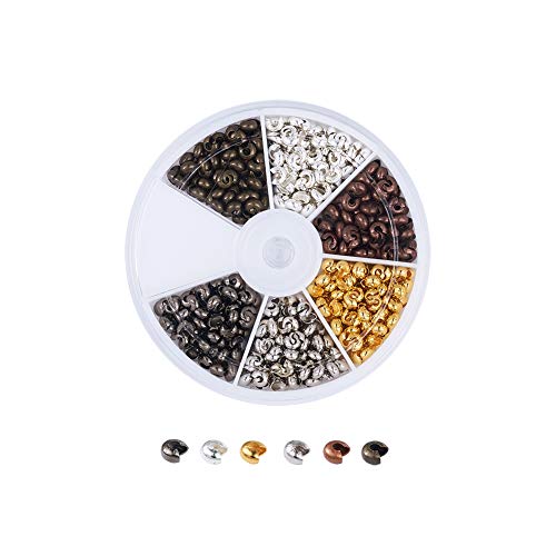 Pandahall 1Box/450pcs 6 Colors 4mm Brass Half Round Open Crimp Bea...