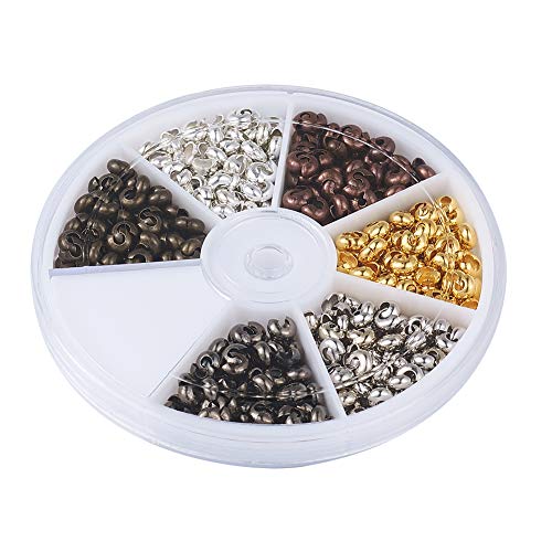 Pandahall 1Box/450pcs 6 Colors 4mm Brass Half Round Open Crimp Bea...