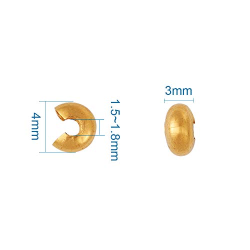 Pandahall 1Box/450pcs 6 Colors 4mm Brass Half Round Open Crimp Bea...