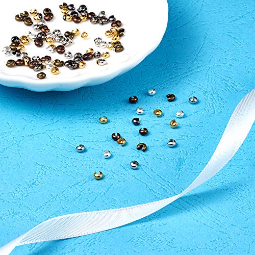 Pandahall 1Box/450pcs 6 Colors 4mm Brass Half Round Open Crimp Bea...
