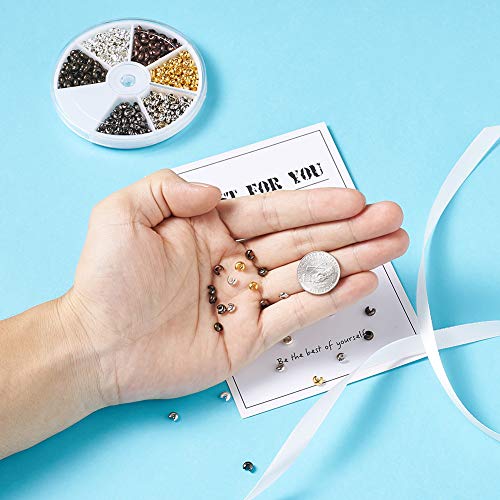 Pandahall 1Box/450pcs 6 Colors 4mm Brass Half Round Open Crimp Bea...