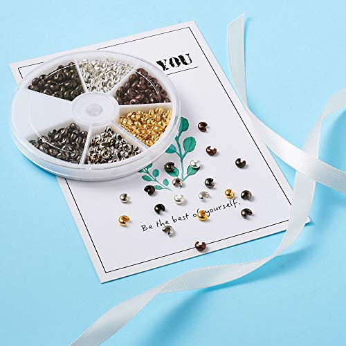 Pandahall 1Box/450pcs 6 Colors 4mm Brass Half Round Open Crimp Bea...
