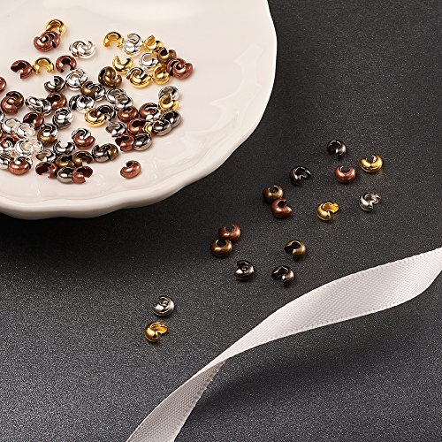 Pandahall 1Box/500pcs 6 Colors 3mm Iron Half Round Open Crimp Bead...