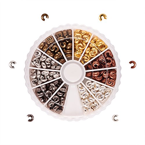 Pandahall 1Box/500pcs 6 Colors 3mm Iron Half Round Open Crimp Bead...