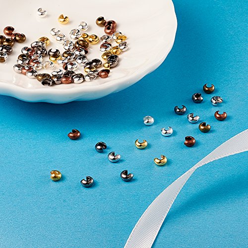 Pandahall 1Box/500pcs 6 Colors 3mm Iron Half Round Open Crimp Bead...