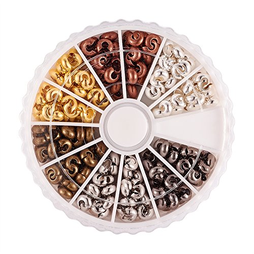 Pandahall 1Box/500pcs 6 Colors 3mm Iron Half Round Open Crimp Bead...