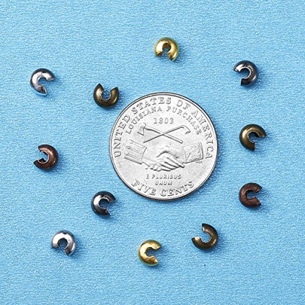 Pandahall 500pcs Mixed Style Iron Crimp Beads Covers Round Crimp C...