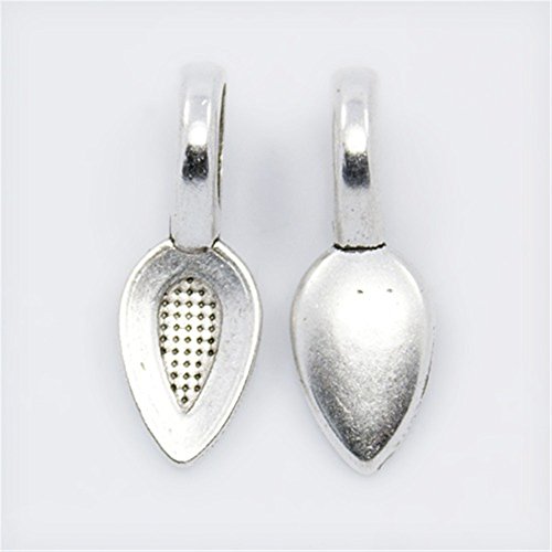 Pandahall 50pcs Alloy Antique Silver Leaf Glue-on Flat Pad Bails P...
