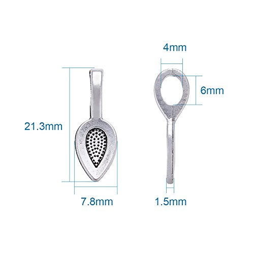 Pandahall 50pcs Alloy Antique Silver Leaf Glue-on Flat Pad Bails P...