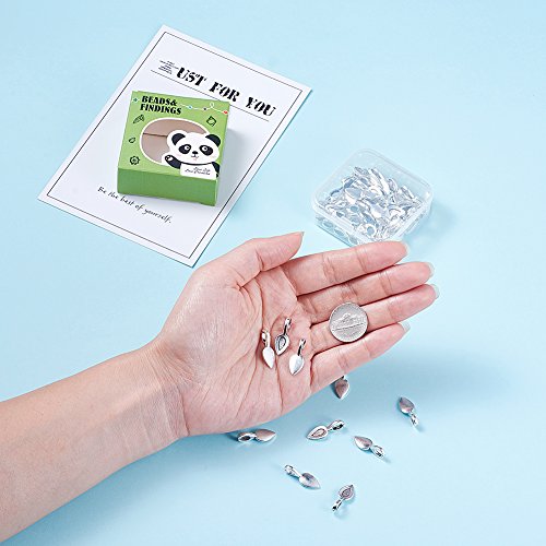 Pandahall 50pcs Alloy Antique Silver Leaf Glue-on Flat Pad Bails P...