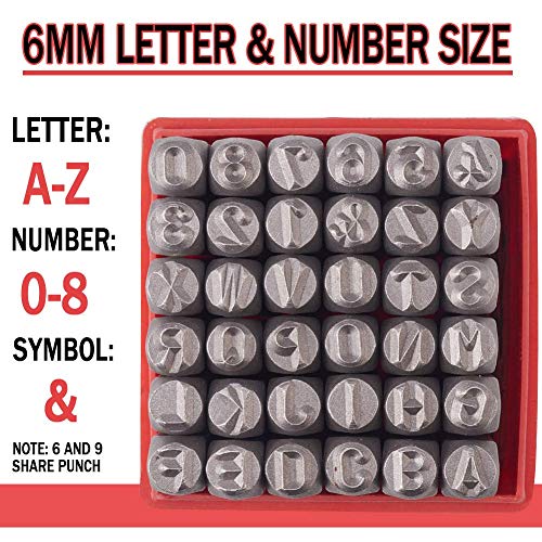 PandaHall Elite 36 Pcs Letter and Number Metal Stamp Set, 1/4 inch...