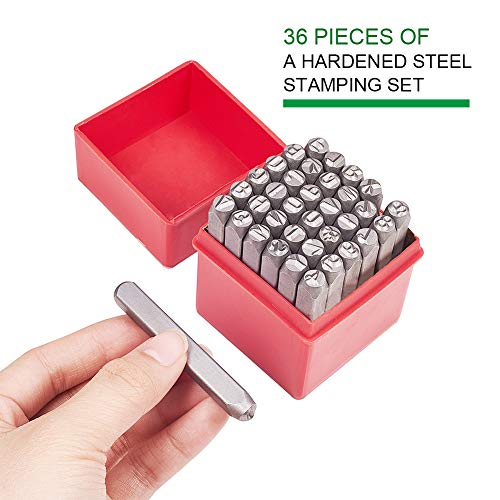 PandaHall Elite 36 Pcs Letter and Number Metal Stamp Set, 1/4 inch...