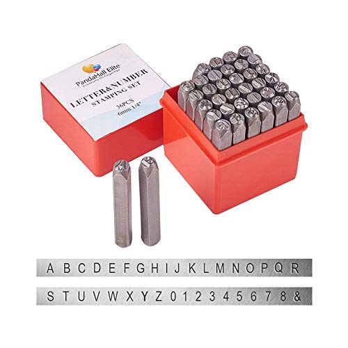 PandaHall Elite 36 Pcs Letter and Number Metal Stamp Set, 1/4 inch...
