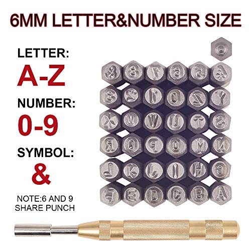 PandaHall Elite 37 Pcs Letter and Number Metal Stamp Set, 1/10 inc...