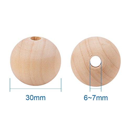 PandaHall Elite 50 Pcs 30mm 1.2 Inch Natural Unfinished Wood Spa...