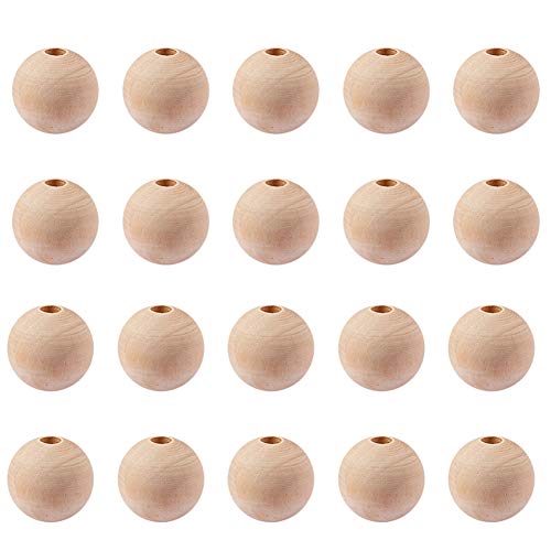 PandaHall Elite 50 Pcs 30mm 1.2 Inch Natural Unfinished Wood Spa...