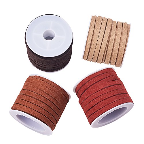 PandaHall Elite 6 Rolls 5mm Flat Micro Fiber Faux Leather Suede Co...
