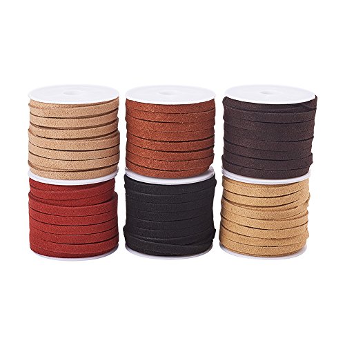 PandaHall Elite 6 Rolls 5mm Flat Micro Fiber Faux Leather Suede Co...
