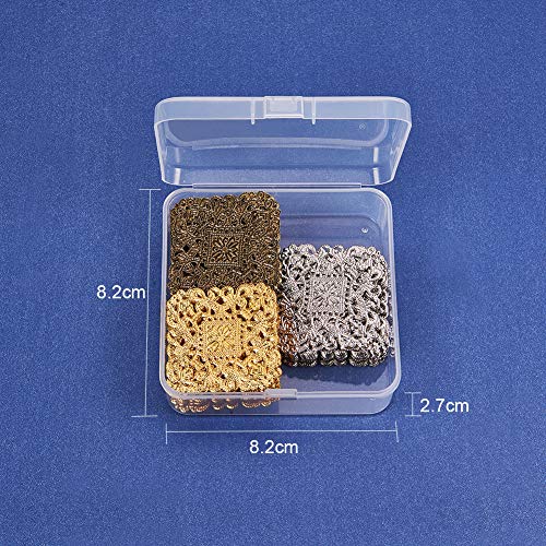 PandaHall Elite 60pcs 3 Colors 51mm2 inch Square Iron Filigree C...