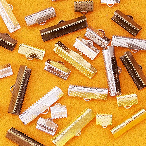 PandaHall Elite 680PCS 6 Size 4 Color Iron Ribbon Ends Bracelet Bo...