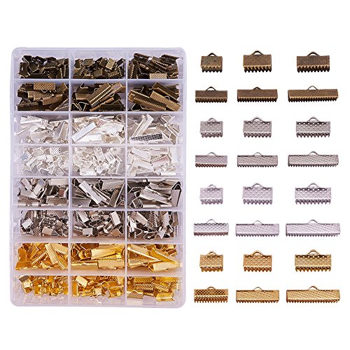 PandaHall Elite 680PCS 6 Size 4 Color Iron Ribbon Ends Bracelet Bo...