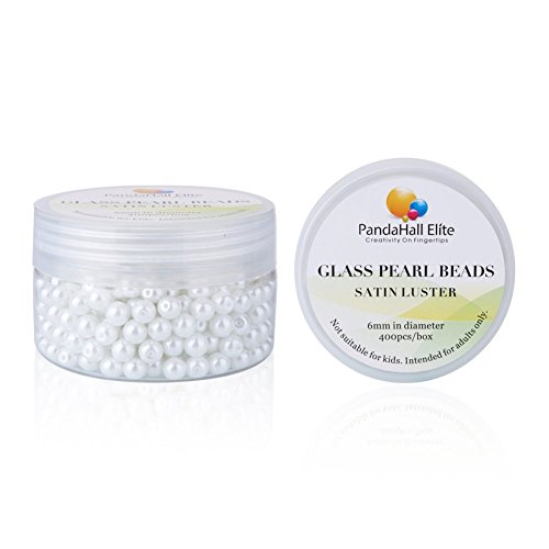 PandaHall Elite 6mm About 400Pcs Tiny Satin Luster Glass Pearl Rou...
