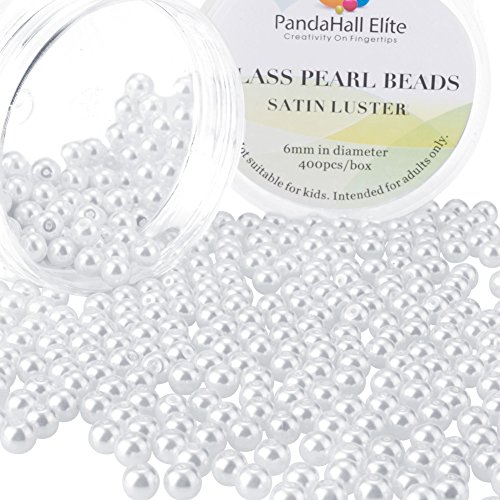 PandaHall Elite 6mm About 400Pcs Tiny Satin Luster Glass Pearl Rou...