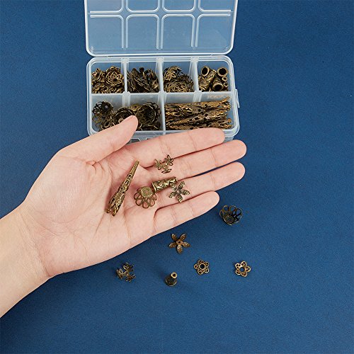 PandaHall Elite About 180 Pcs Tibetan Style Metal Flower Bead Caps...